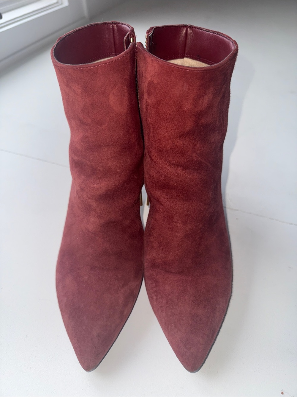 Michael Kors Burgundy Suede Pointed Toe Ankle Boots